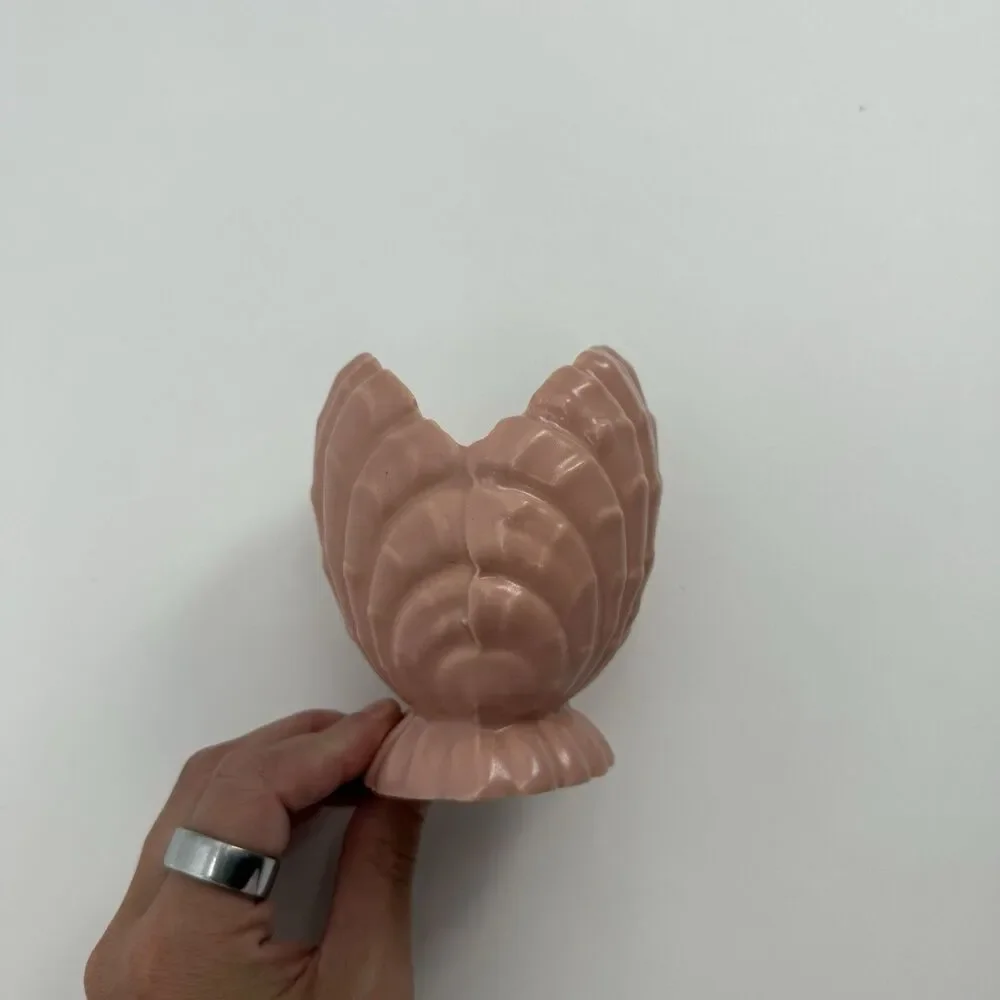 Abingdon Pottery Seashell Clamshell Pink Candle Holder USA Decor
